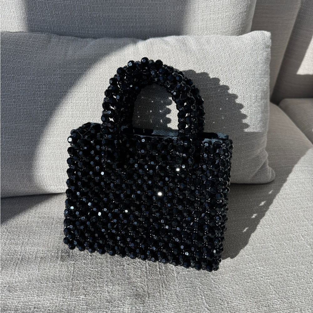 Handmade bag made of black crystals. Mini size. New.